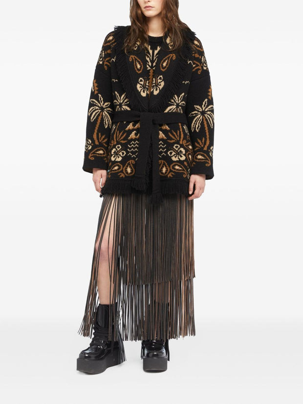 Alanui Glimpse Of Eden Wool And Cashmere Cardigan - Black