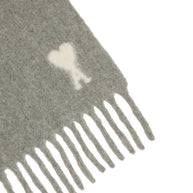 Ami Paris Ami De Coeur Wool Scarf - Light Grey