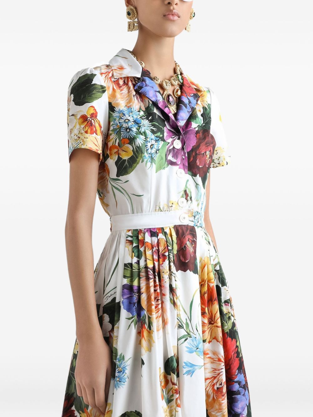 Dolce & Gabbana Floral Midi Dress White