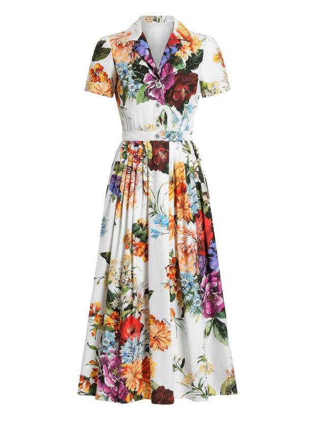 Dolce & Gabbana Floral Midi Dress White