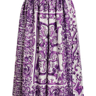 Dolce & Gabbana Gathered Twill Skirt With Maiolica Print