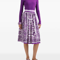 Dolce & Gabbana Gathered Twill Skirt With Maiolica Print