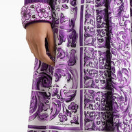 Dolce & Gabbana Gathered Twill Skirt With Maiolica Print