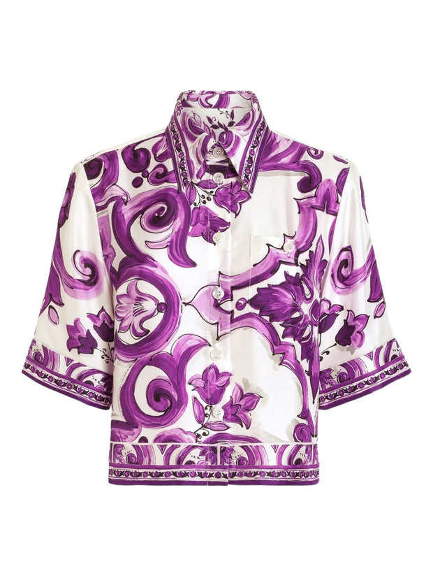Dolce & Gabbana Silk Shirt With Maiolica Print