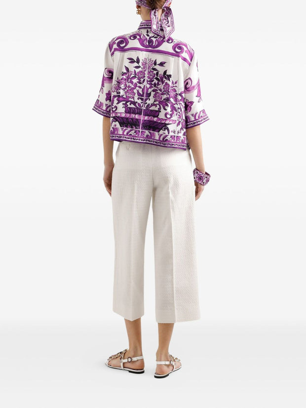 Dolce & Gabbana Silk Shirt With Maiolica Print