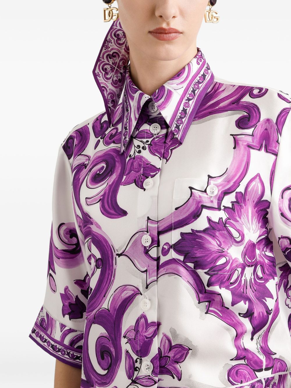 Dolce & Gabbana Silk Shirt With Maiolica Print