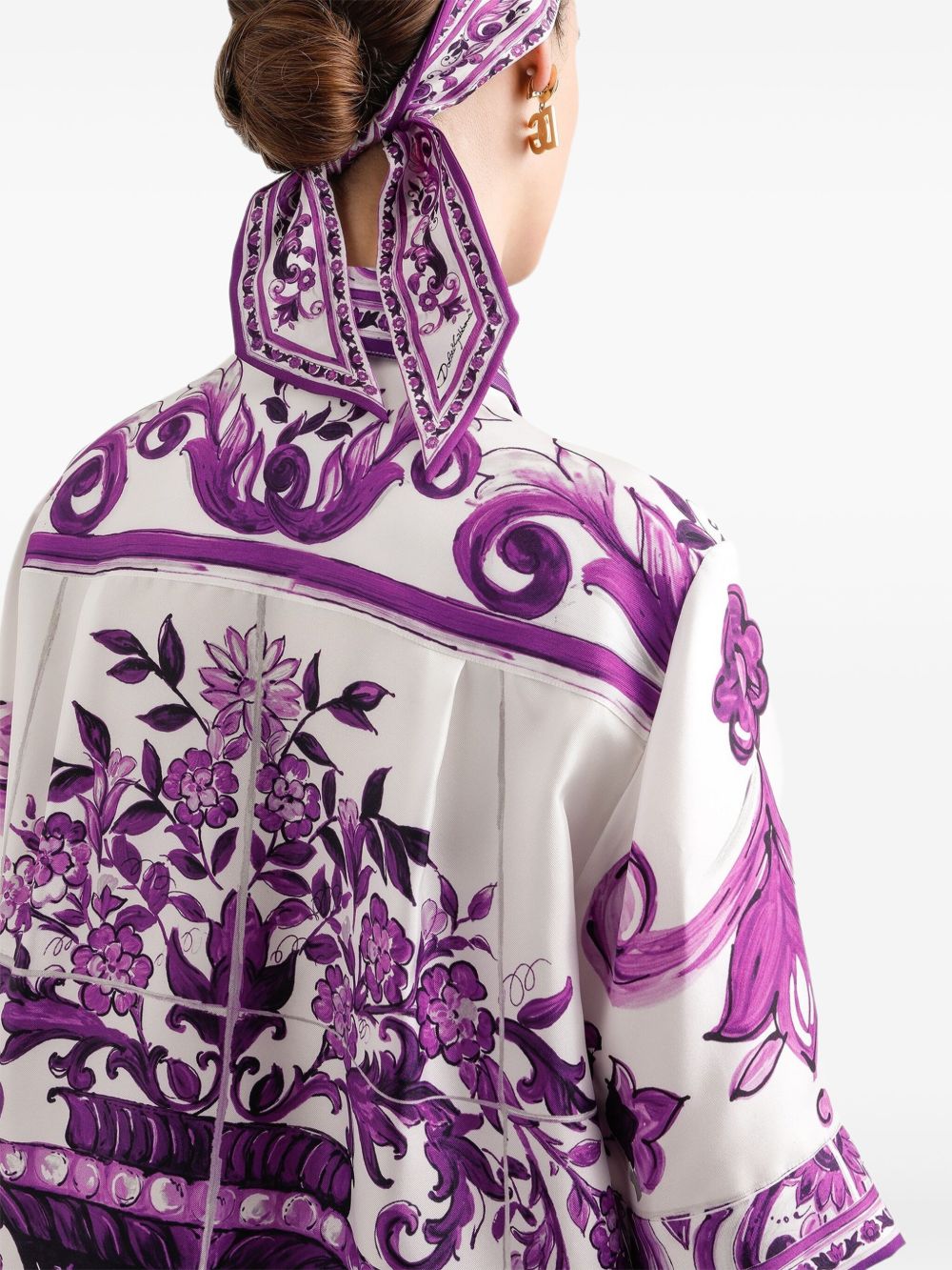 Dolce & Gabbana Silk Shirt With Maiolica Print