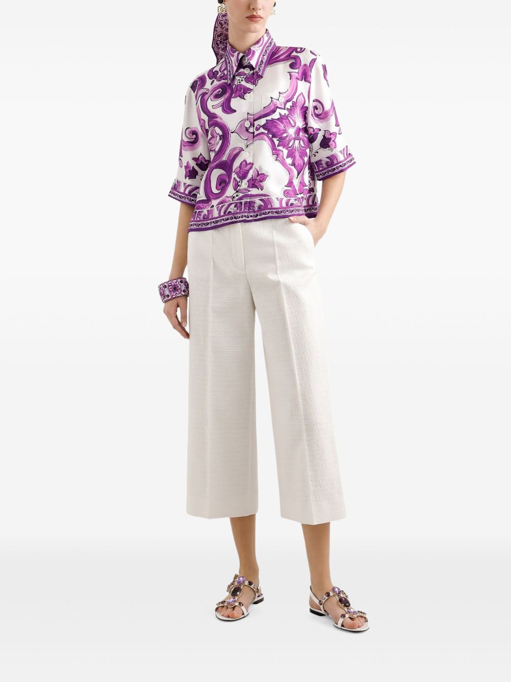 Dolce & Gabbana Silk Shirt With Maiolica Print