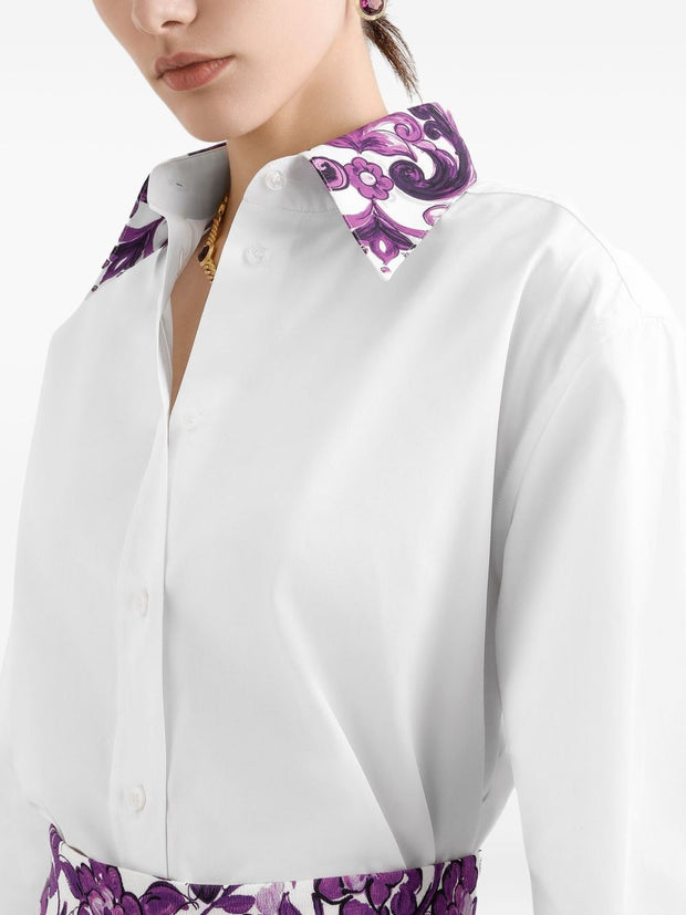 Dolce & Gabbana Cotton Shirt With Maiolica Print
