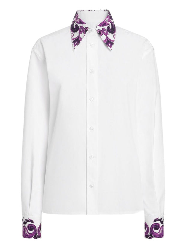 Dolce & Gabbana Cotton Shirt With Maiolica Print