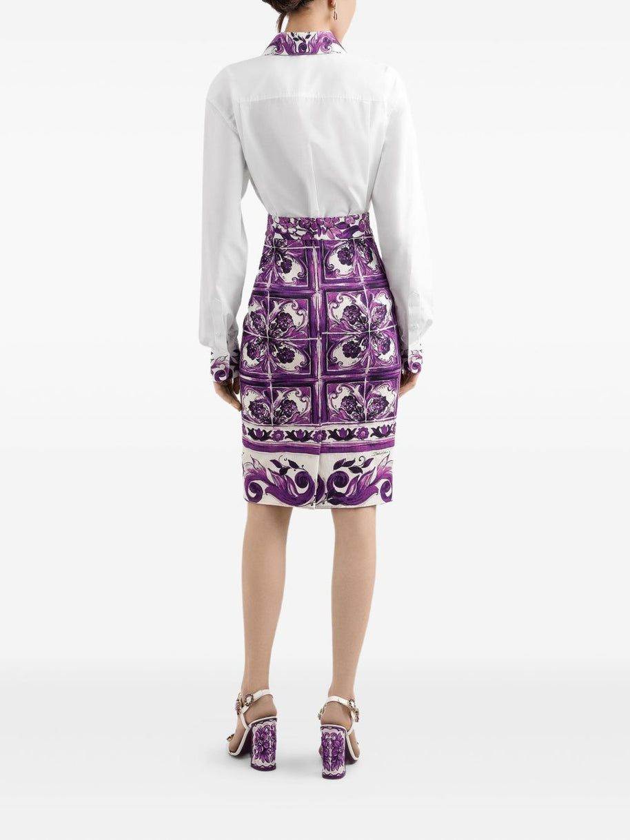 Dolce & Gabbana Cotton Shirt With Maiolica Print