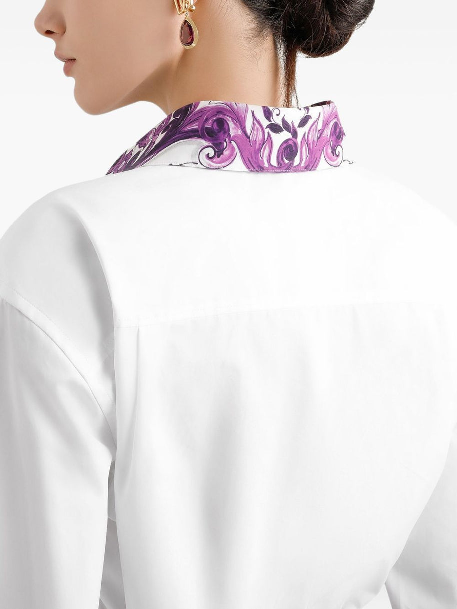 Dolce & Gabbana Cotton Shirt With Maiolica Print