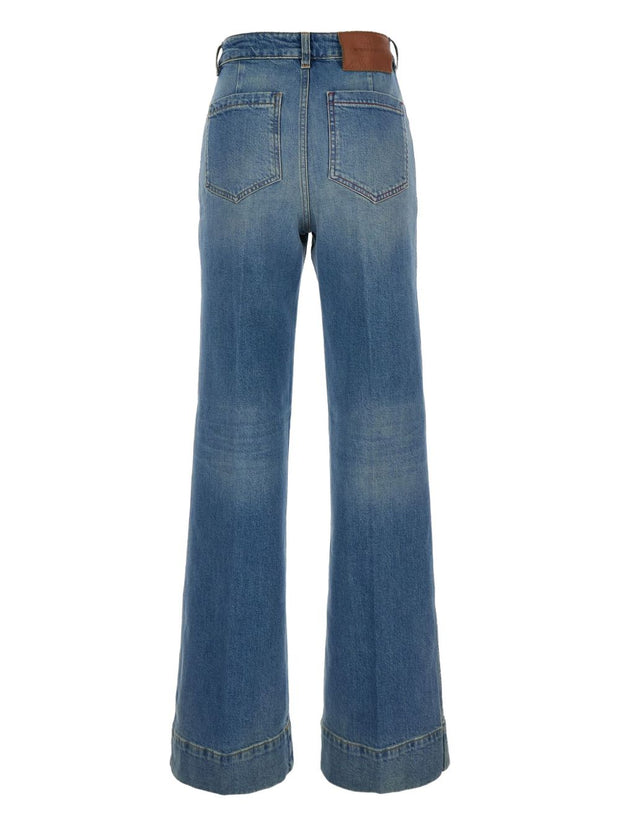 Victoria Beckham High Rise Flared Jeans - Clear Blue