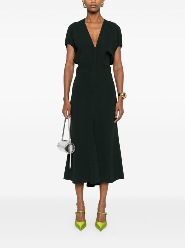 Victoria Beckham V-neck Viscose Midi Dress - Green