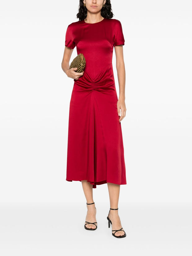 Victoria Beckham Ruched Midi Dress - Red