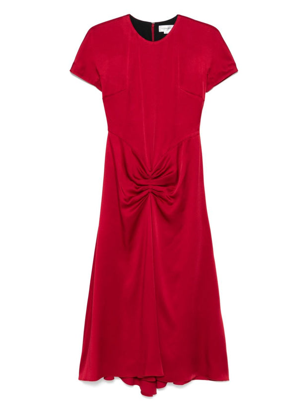 Victoria Beckham Ruched Midi Dress - Red