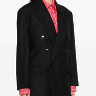 Victoria Beckham Wool Blend Double Breasted Jacket - Black
