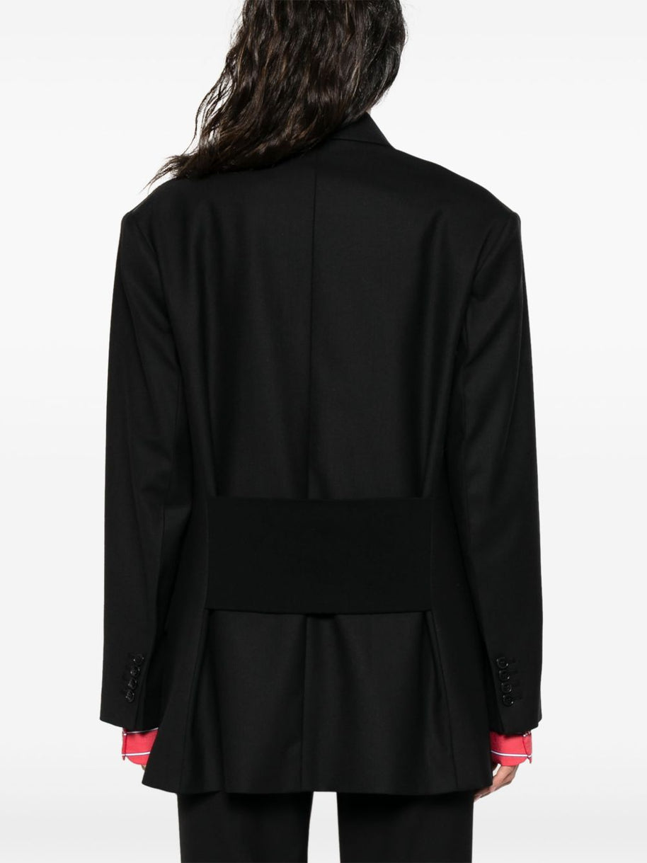 Victoria Beckham Wool Blend Double Breasted Jacket - Black