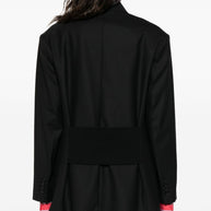 Victoria Beckham Wool Blend Double Breasted Jacket - Black