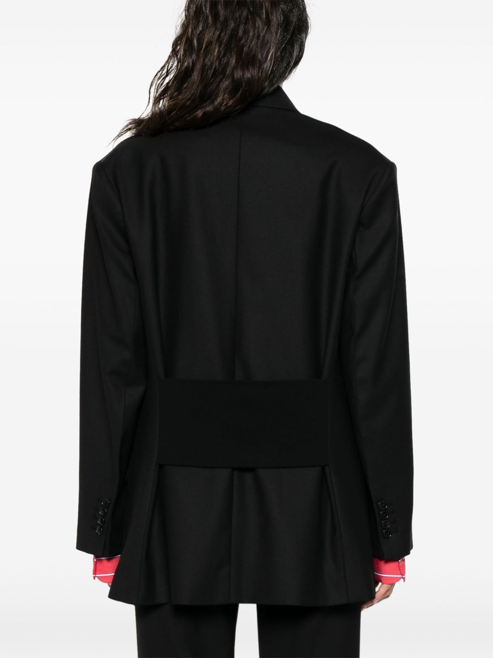 Victoria Beckham Wool Blend Double Breasted Jacket - Black