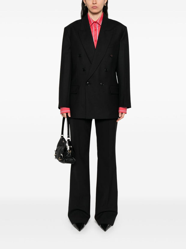 Victoria Beckham Wool Blend Double Breasted Jacket - Black