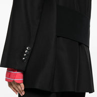 Victoria Beckham Wool Blend Double Breasted Jacket - Black