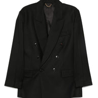 Victoria Beckham Wool Blend Double Breasted Jacket - Black