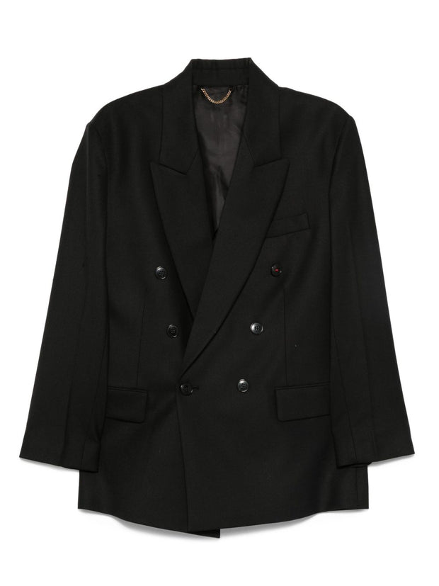 Victoria Beckham Wool Blend Double Breasted Jacket - Black