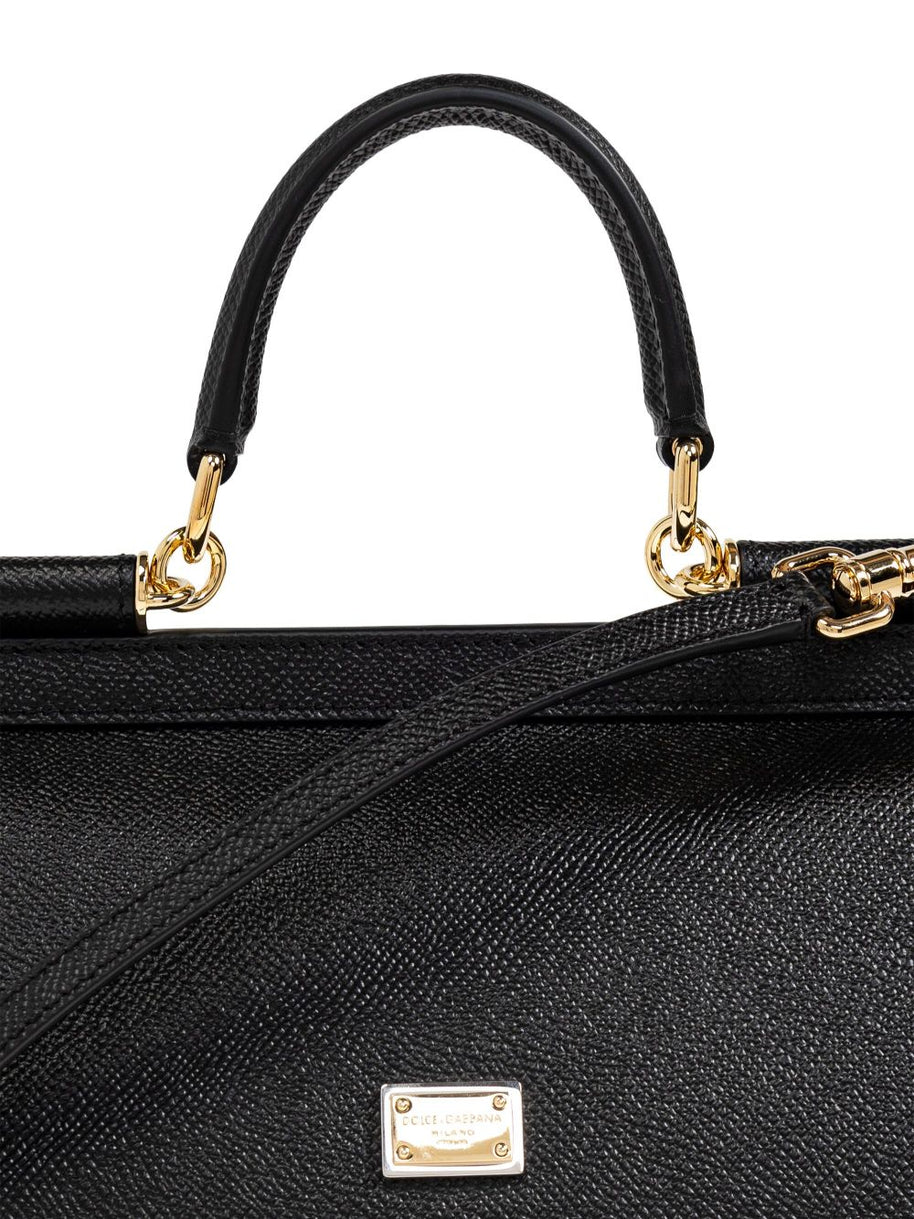 Dolce & Gabbana Sicily Medium Leather Handbag - Black
