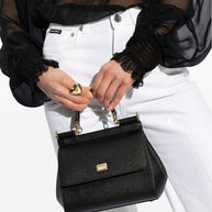 Dolce & Gabbana Sicily Medium Leather Handbag - Black