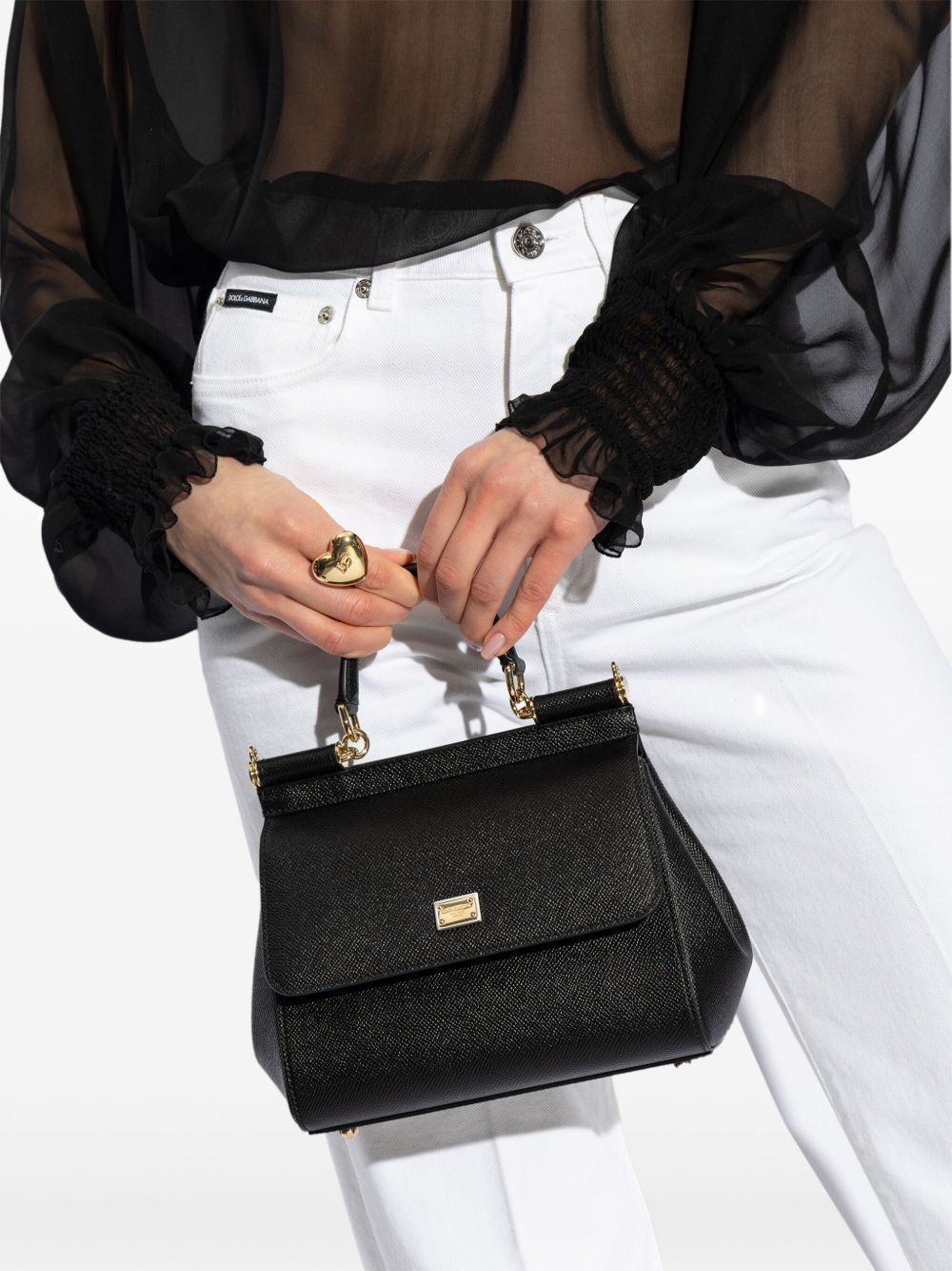 Dolce & Gabbana Sicily Medium Leather Handbag - Black