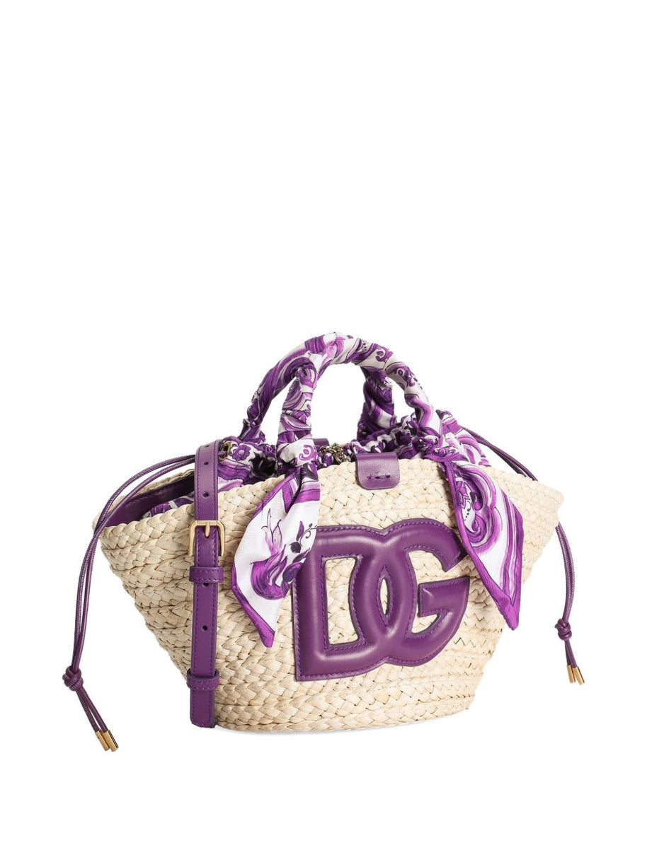 Dolce & Gabbana Kendra Small Straw Tote - Purple