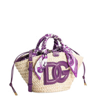 Dolce & Gabbana Kendra Small Straw Tote - Purple