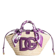 Dolce & Gabbana Kendra Small Straw Tote - Purple