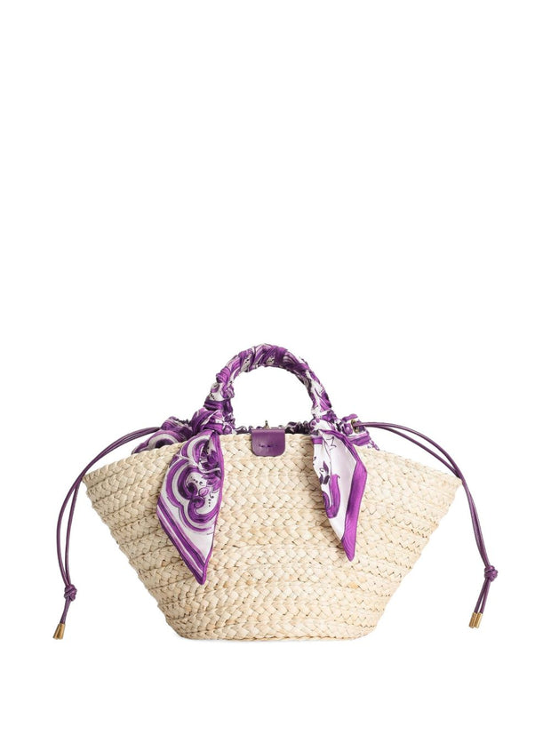 Dolce & Gabbana Kendra Small Straw Tote - Purple