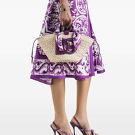 Dolce & Gabbana Kendra Small Straw Tote - Purple