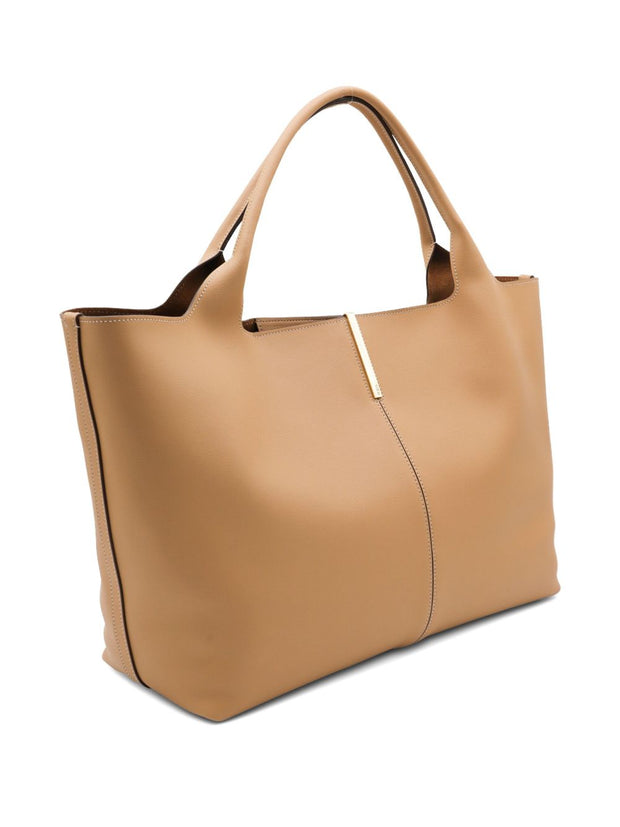 Tod's Medium Leather Shopping Bag - Camel