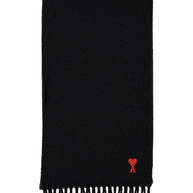 Ami Paris Ami De Coeur Wool Scarf - Black
