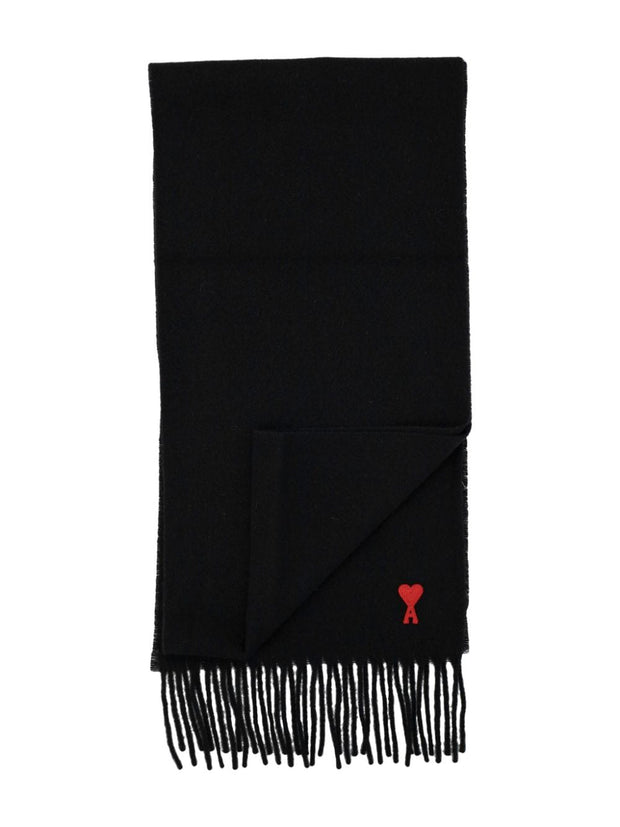 Ami Paris Ami De Coeur Wool Scarf - Black