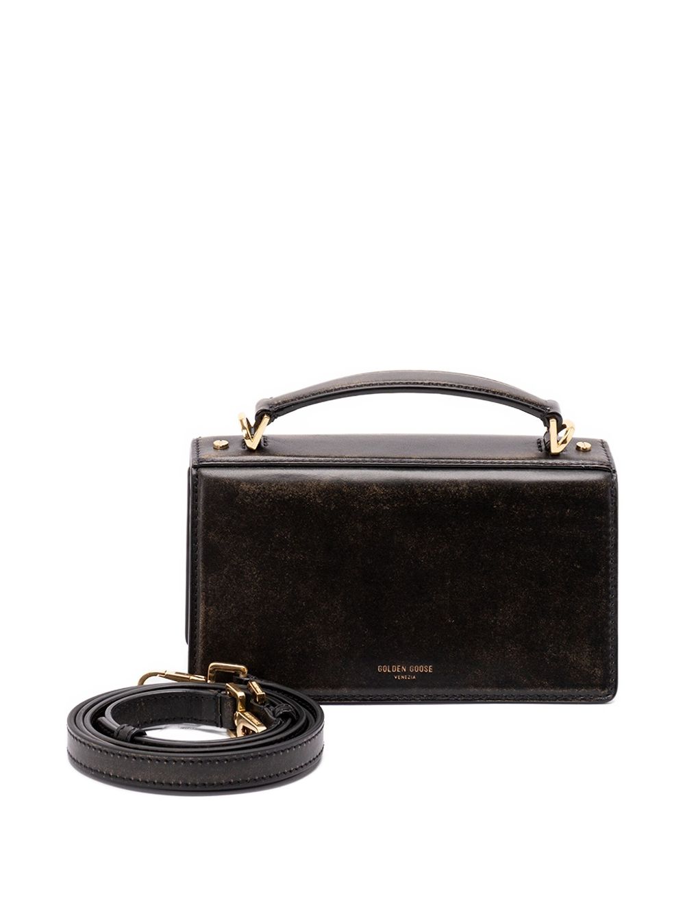 Golden Goose Venezia Bag In Boarded Leather With Gold Details