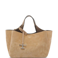 Tod's Micro Suede Leather Tote Bag - Beige