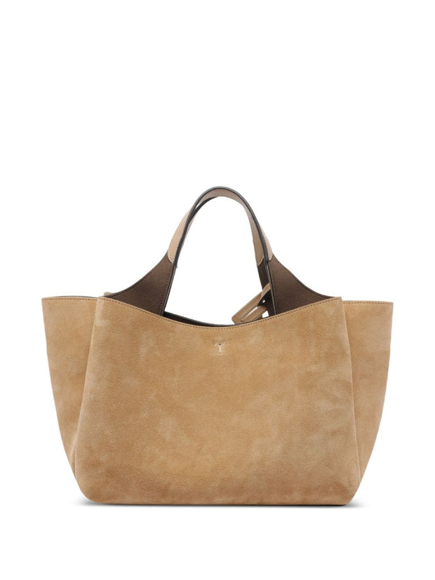 Tod's Micro Suede Leather Tote Bag - Beige