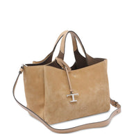 Tod's Micro Suede Leather Tote Bag - Beige