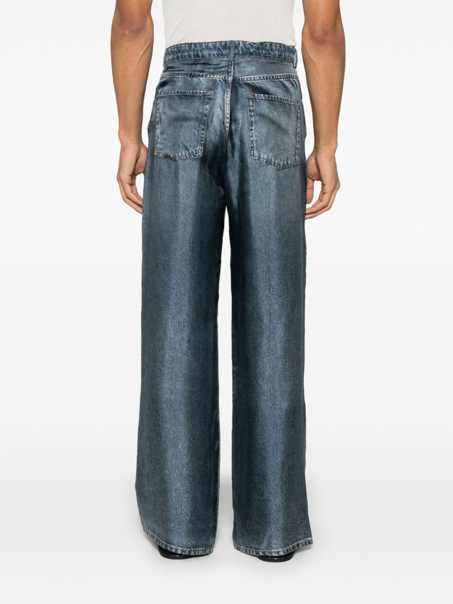 Pierre Louis Mascia Denim Print Silk Trousers