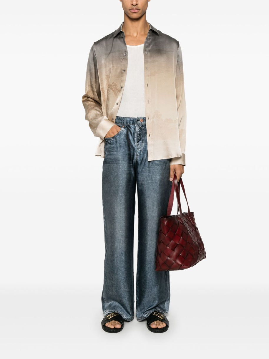 Pierre Louis Mascia Denim Print Silk Trousers