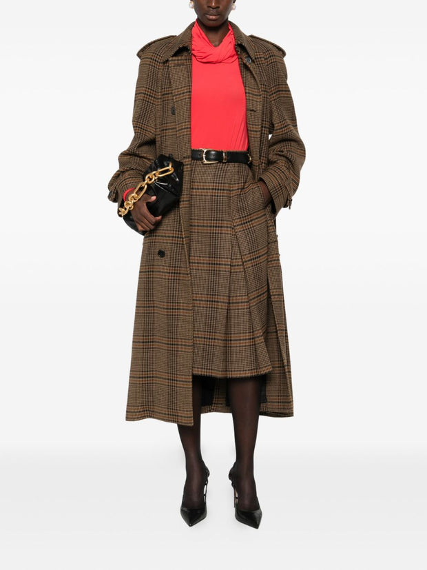 Saint Laurent Plaid Wool-cashmere Blend Skirt - Beige
