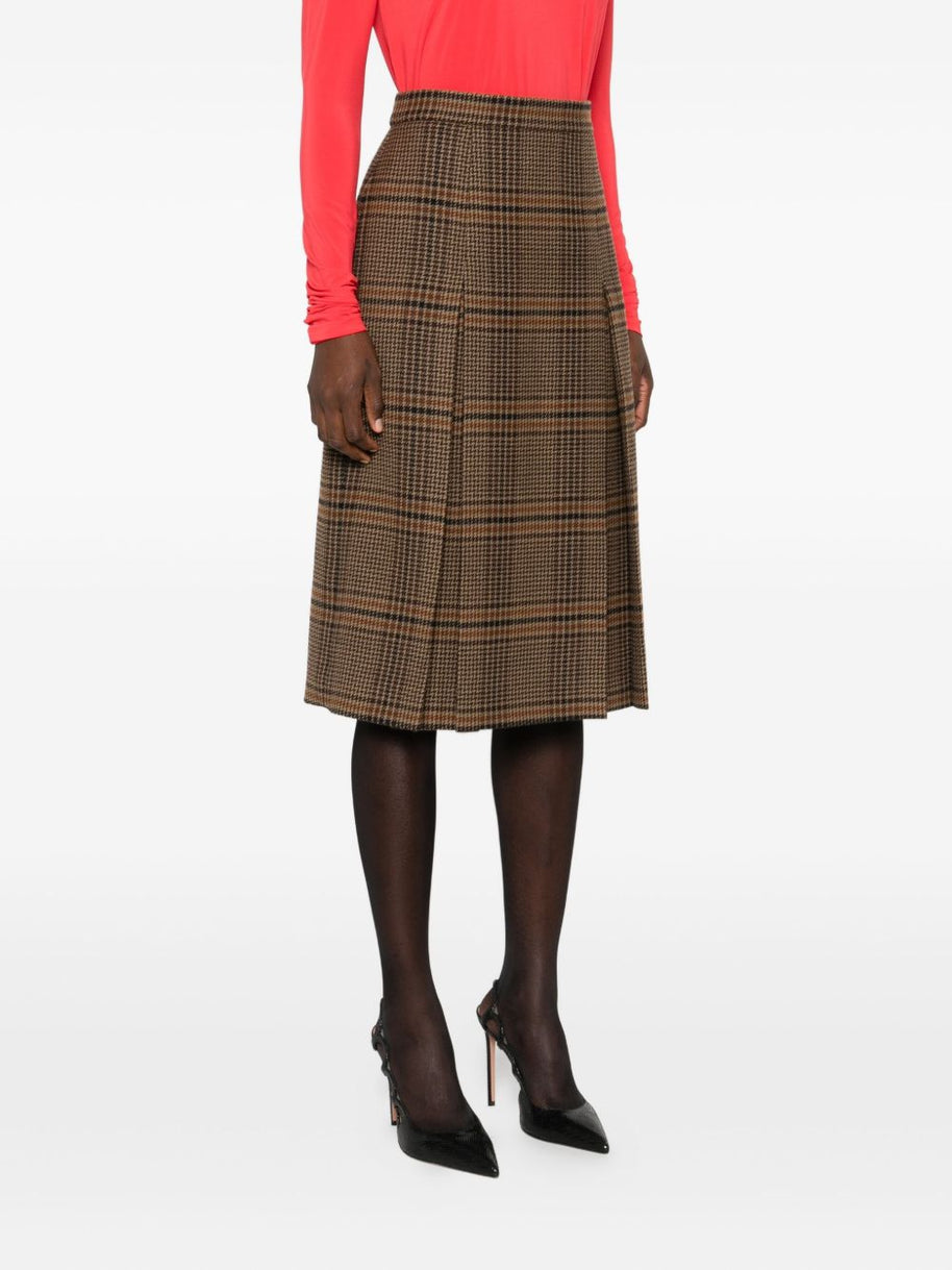 Saint Laurent Plaid Wool-cashmere Blend Skirt - Beige