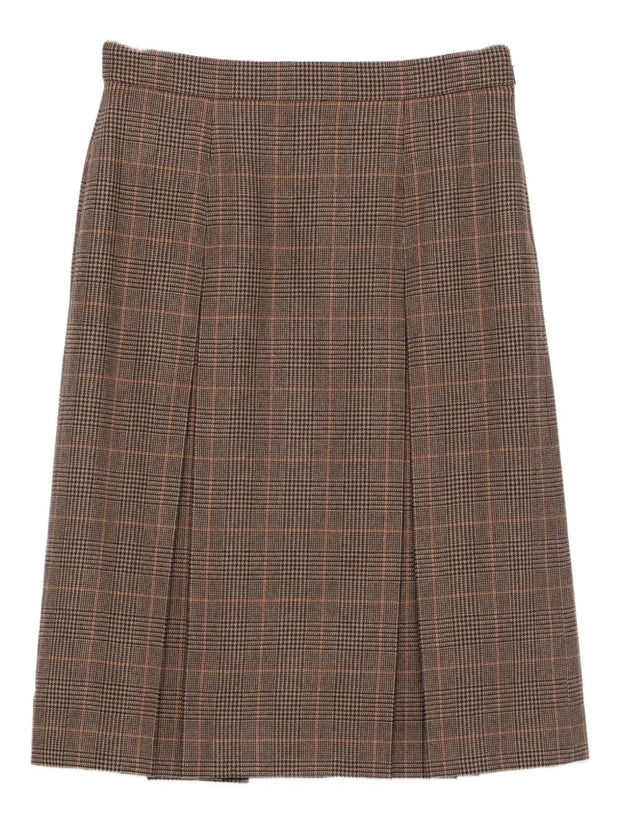 Saint Laurent Plaid Wool-cashmere Blend Skirt - Beige