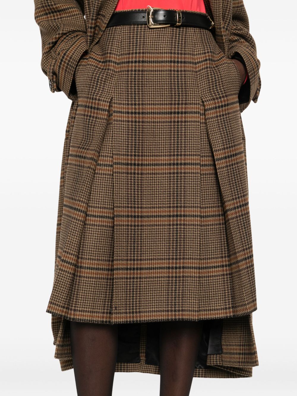 Saint Laurent Plaid Wool-cashmere Blend Skirt - Beige