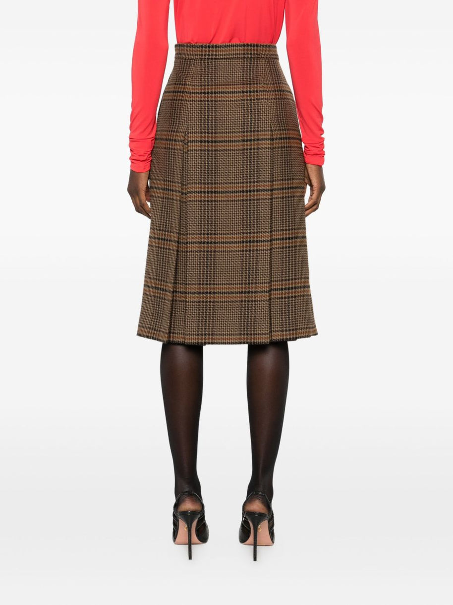 Saint Laurent Plaid Wool-cashmere Blend Skirt - Beige